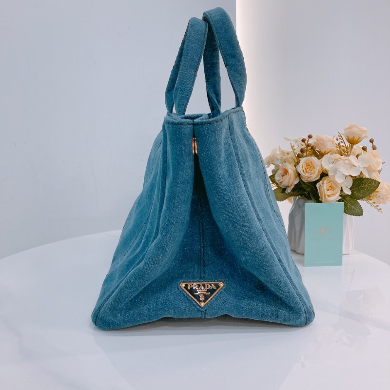 MS0554 Prada 普拉達 牛仔布 手提包 藍色 1BG642 Canapa Two Way Bag Denim Canvas Blue-3