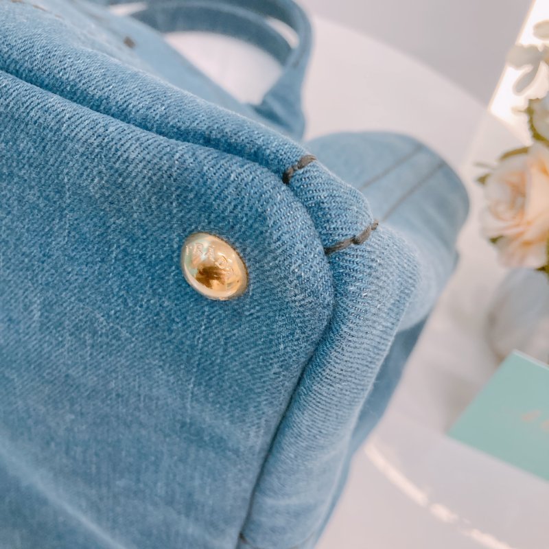 MS0554 Prada 普拉達 牛仔布 手提包 藍色 1BG642 Canapa Two Way Bag Denim Canvas Blue-6