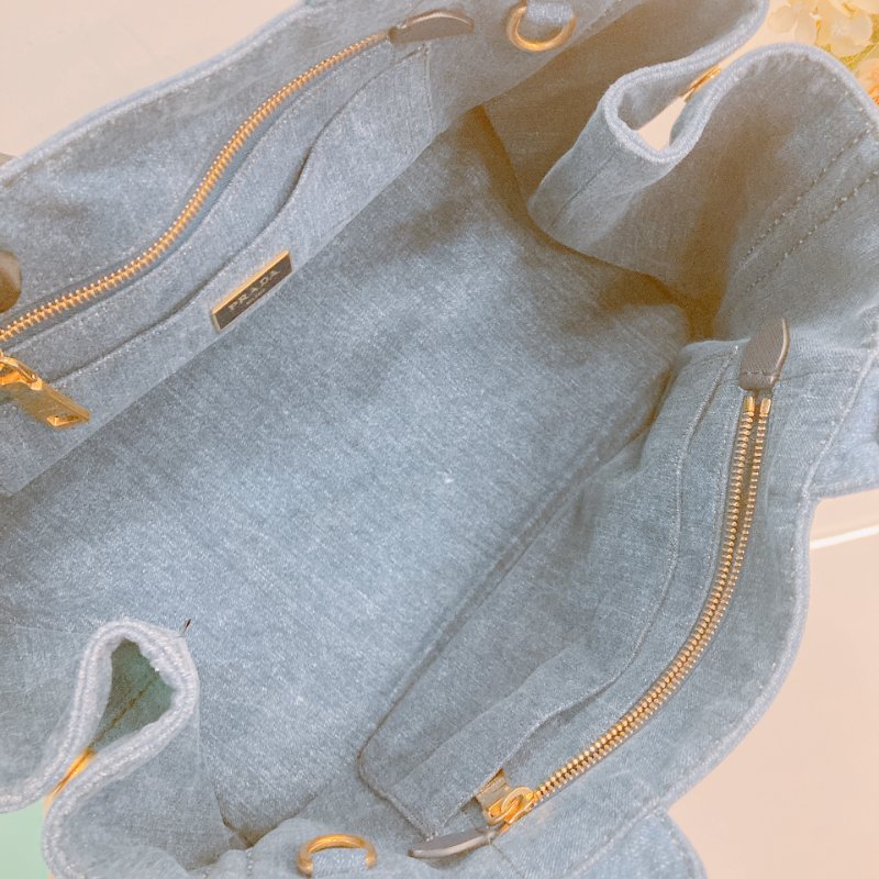 MS0554 Prada 普拉達 牛仔布 手提包 藍色 1BG642 Canapa Two Way Bag Denim Canvas Blue-11