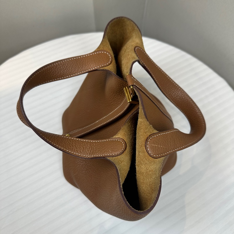 愛馬仕/Hermes Picotin Lock 18 金棕色金扣菜籃子手提水桶包 18x13x19cm-2
