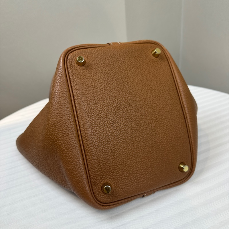愛馬仕/Hermes Picotin Lock 18 金棕色金扣菜籃子手提水桶包 18x13x19cm-3