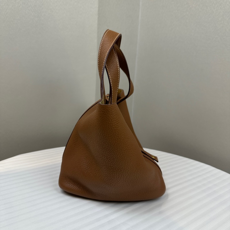 愛馬仕/Hermes Picotin Lock 18 金棕色金扣菜籃子手提水桶包 18x13x19cm-4