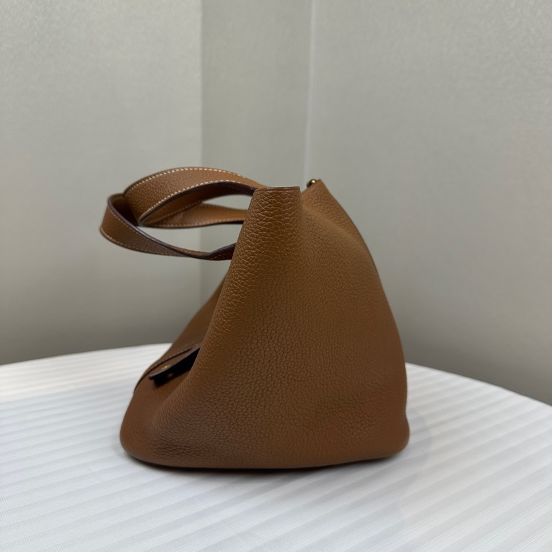愛馬仕/Hermes Picotin Lock 18 金棕色金扣菜籃子手提水桶包 18x13x19cm-5