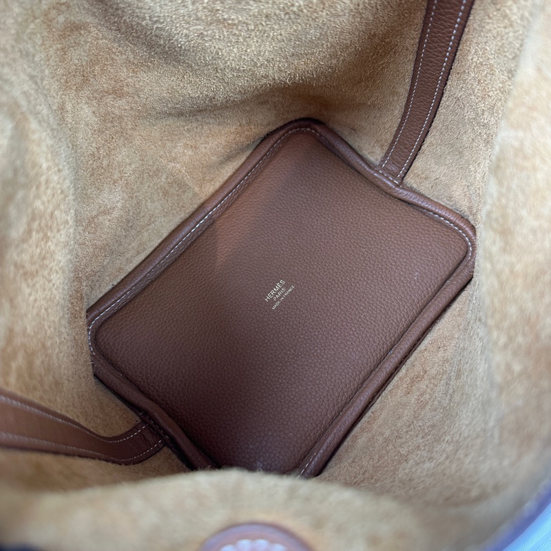 愛馬仕/Hermes Picotin Lock 18 金棕色金扣菜籃子手提水桶包 18x13x19cm-7