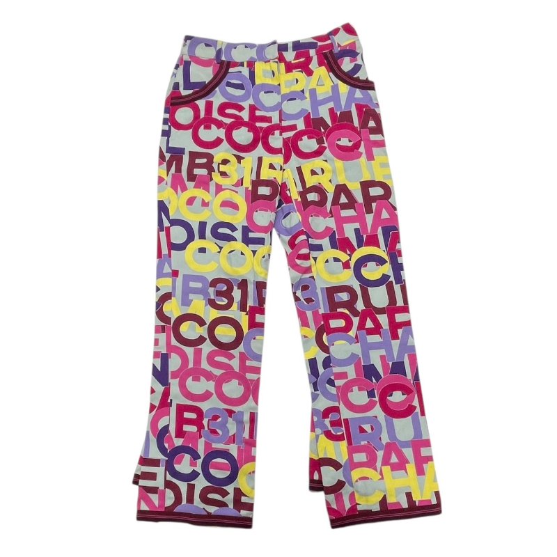 CHANEL 香奈兒 P16 滿版LOGO特殊造型長褲 綿質混紡 彩色 40碼-0