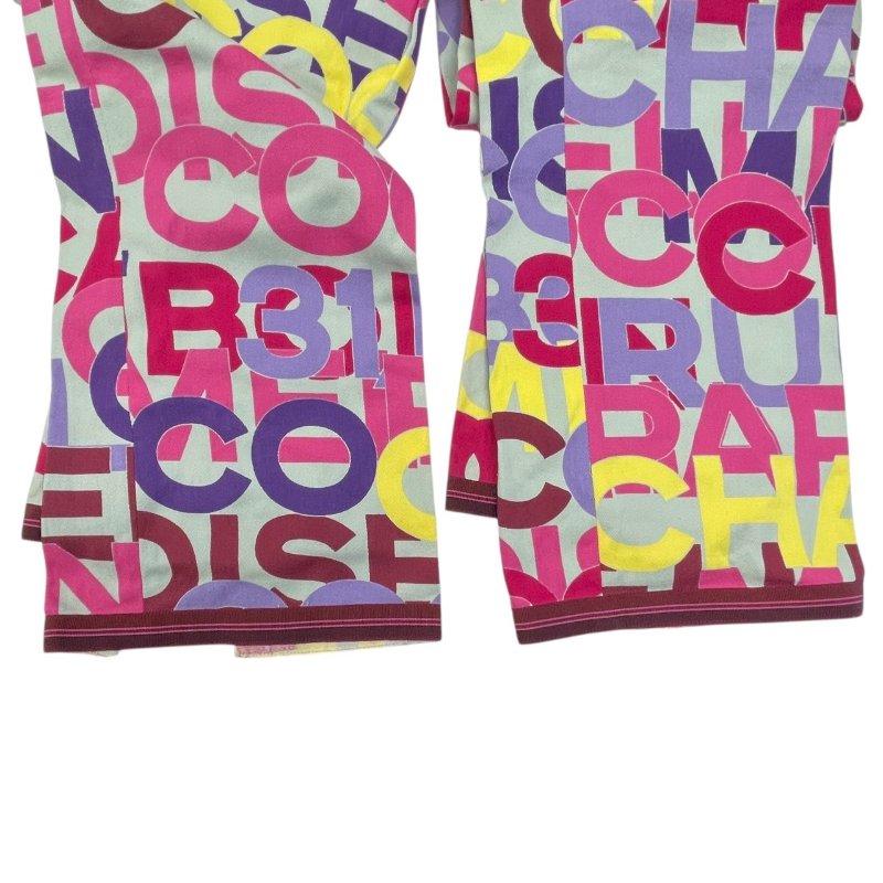 CHANEL 香奈兒 P16 滿版LOGO特殊造型長褲 綿質混紡 彩色 40碼-3