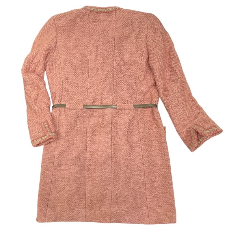 CHANEL 香奈兒 P16 粗花毛呢大衣 羊毛 粉色  40碼-1
