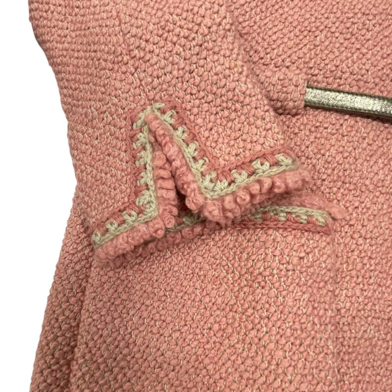 CHANEL 香奈兒 P16 粗花毛呢大衣 羊毛 粉色  40碼-2