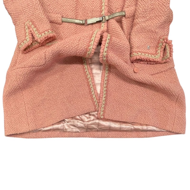 CHANEL 香奈兒 P16 粗花毛呢大衣 羊毛 粉色  40碼-4