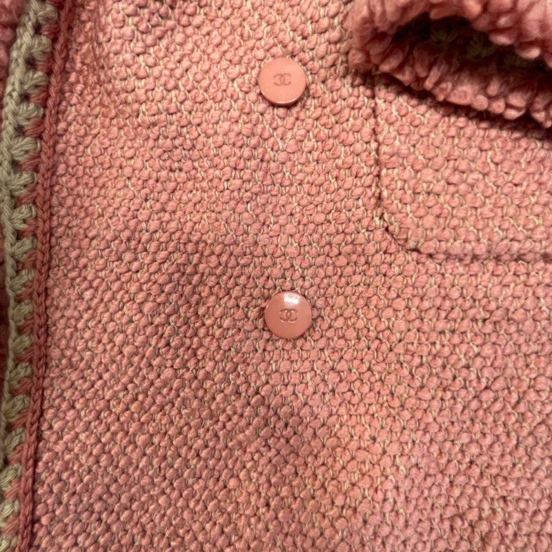 CHANEL 香奈兒 P16 粗花毛呢大衣 羊毛 粉色  40碼-5