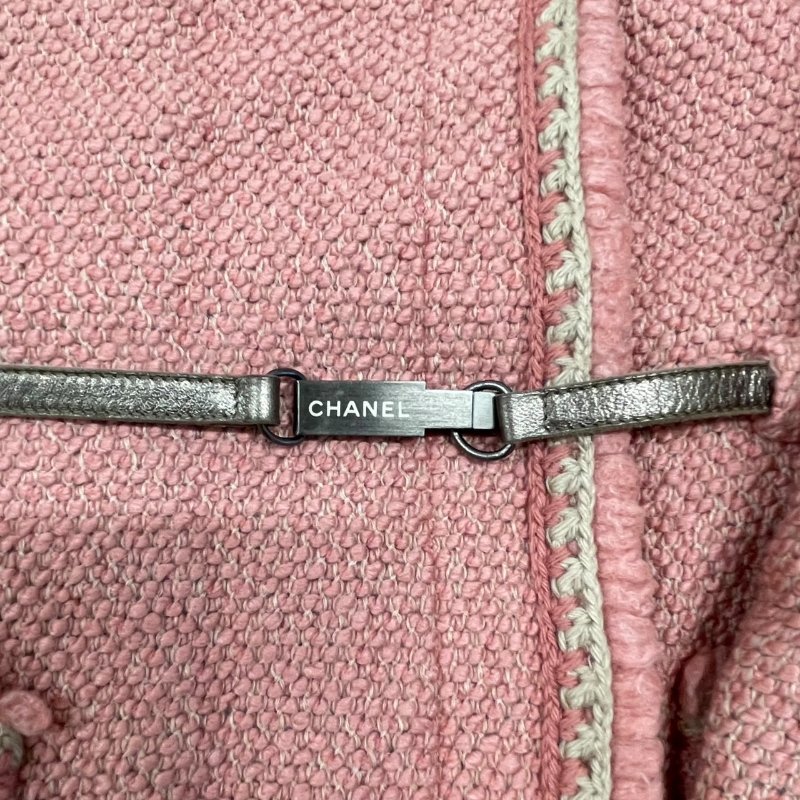 CHANEL 香奈兒 P16 粗花毛呢大衣 羊毛 粉色  40碼-6