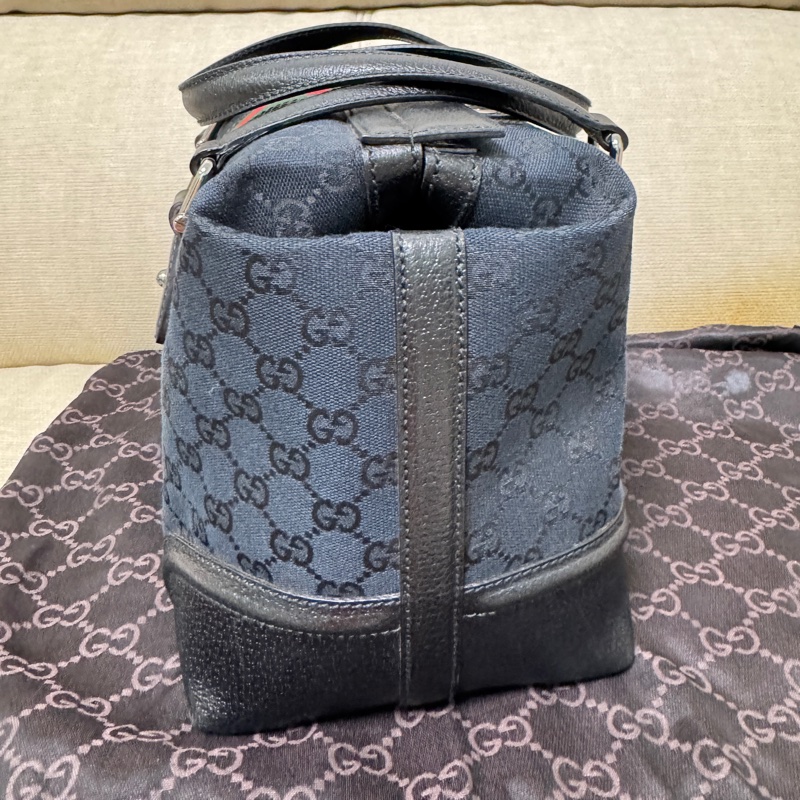 GUCCI 專櫃正品 146002 黑 OPHDIA 綠紅綠 經典 帆布 醫生包 絕版限量款 手提包 方包-3