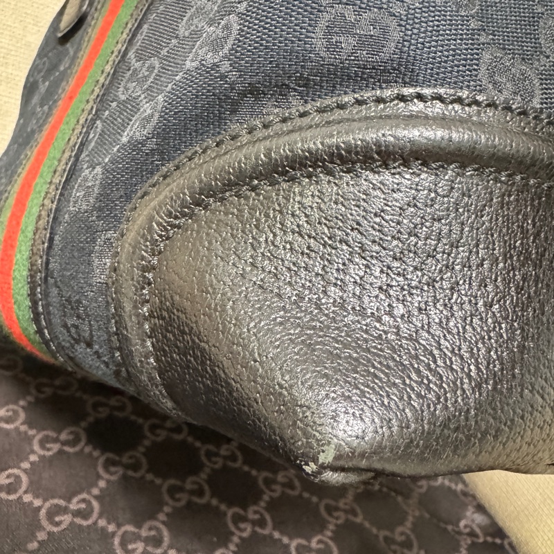 GUCCI 專櫃正品 146002 黑 OPHDIA 綠紅綠 經典 帆布 醫生包 絕版限量款 手提包 方包-27