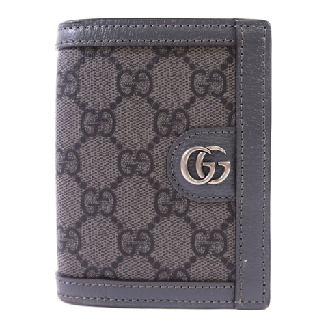 GUCCI 塗層帆布/牛皮皮革Bifold Wallet銀扣錢包