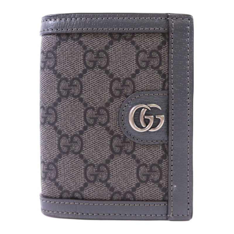 GUCCI 塗層帆布/牛皮皮革Bifold Wallet銀扣錢包-0