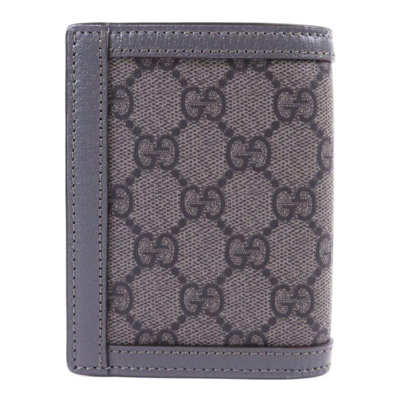 GUCCI 塗層帆布/牛皮皮革Bifold Wallet銀扣錢包-1