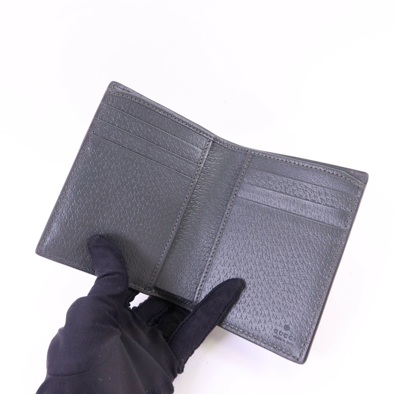GUCCI 塗層帆布/牛皮皮革Bifold Wallet銀扣錢包-4