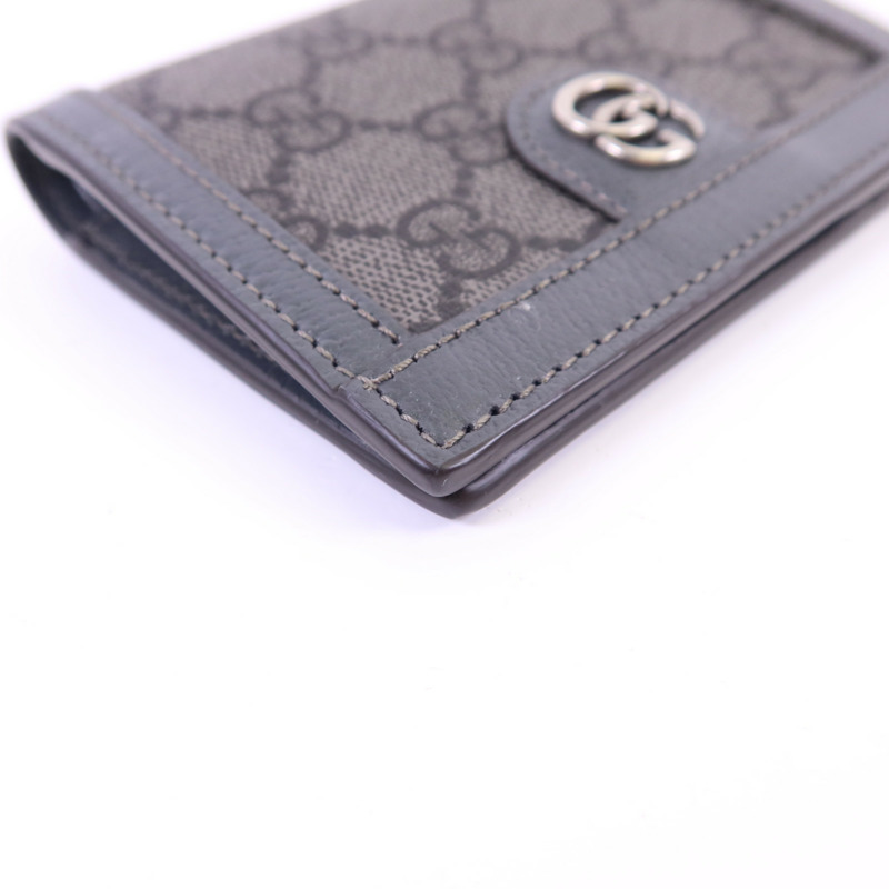 GUCCI 塗層帆布/牛皮皮革Bifold Wallet銀扣錢包-9