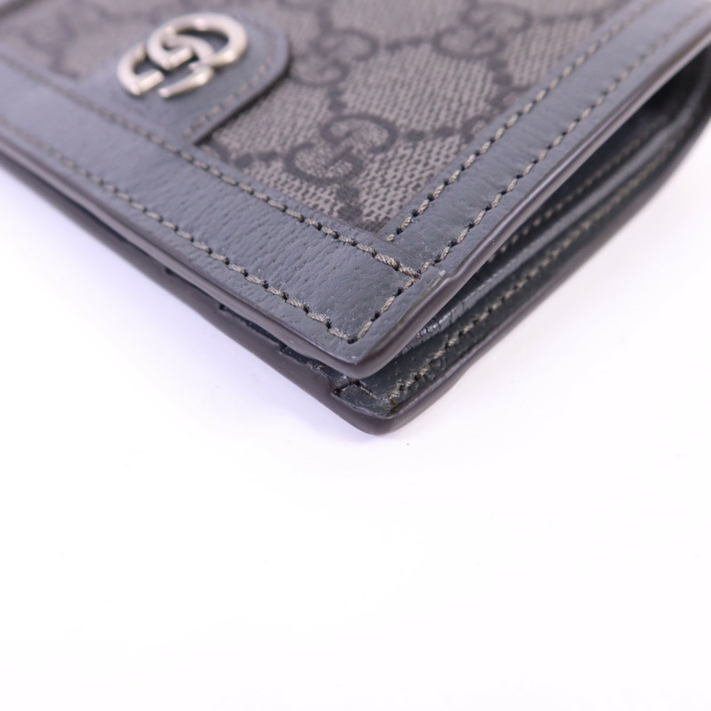 GUCCI 塗層帆布/牛皮皮革Bifold Wallet銀扣錢包-10
