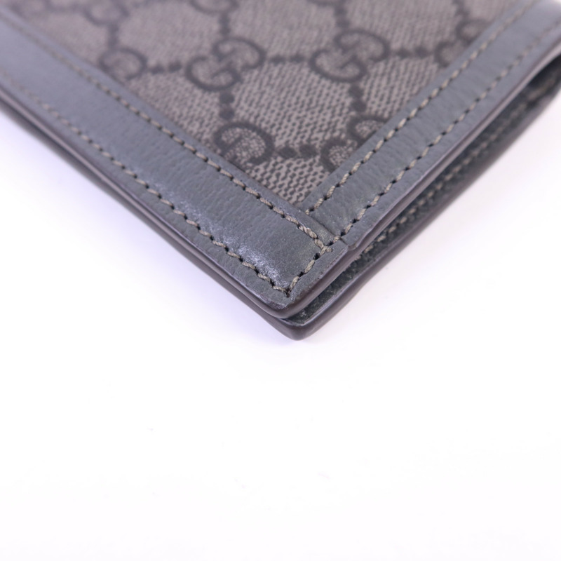 GUCCI 塗層帆布/牛皮皮革Bifold Wallet銀扣錢包-11