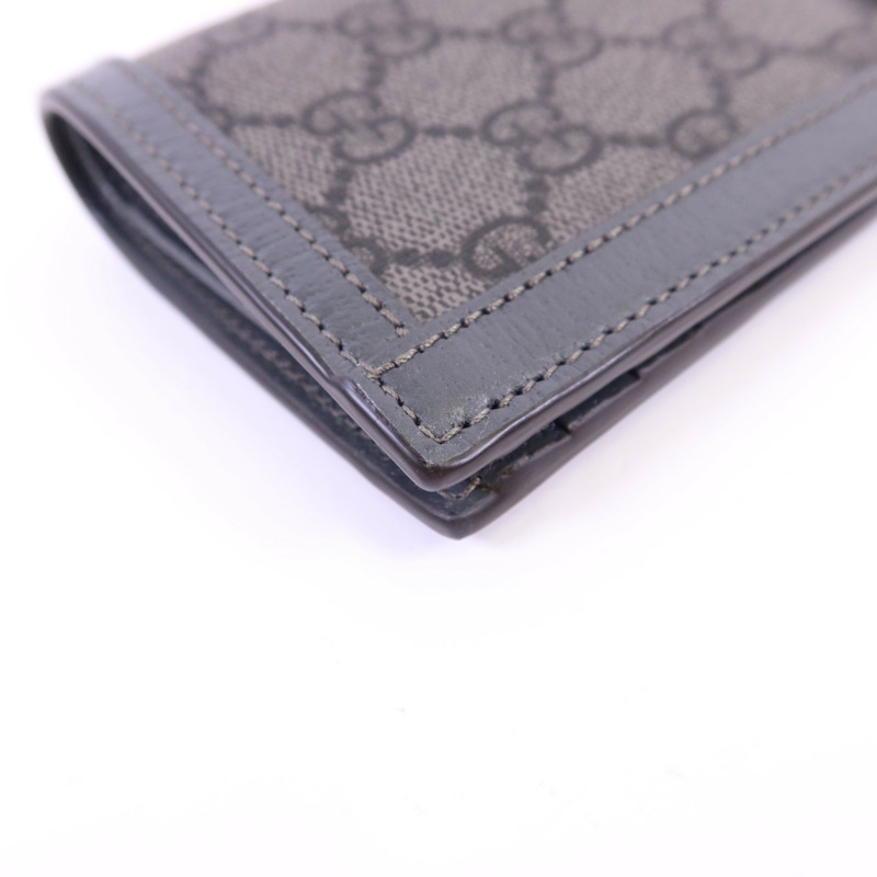GUCCI 塗層帆布/牛皮皮革Bifold Wallet銀扣錢包-12
