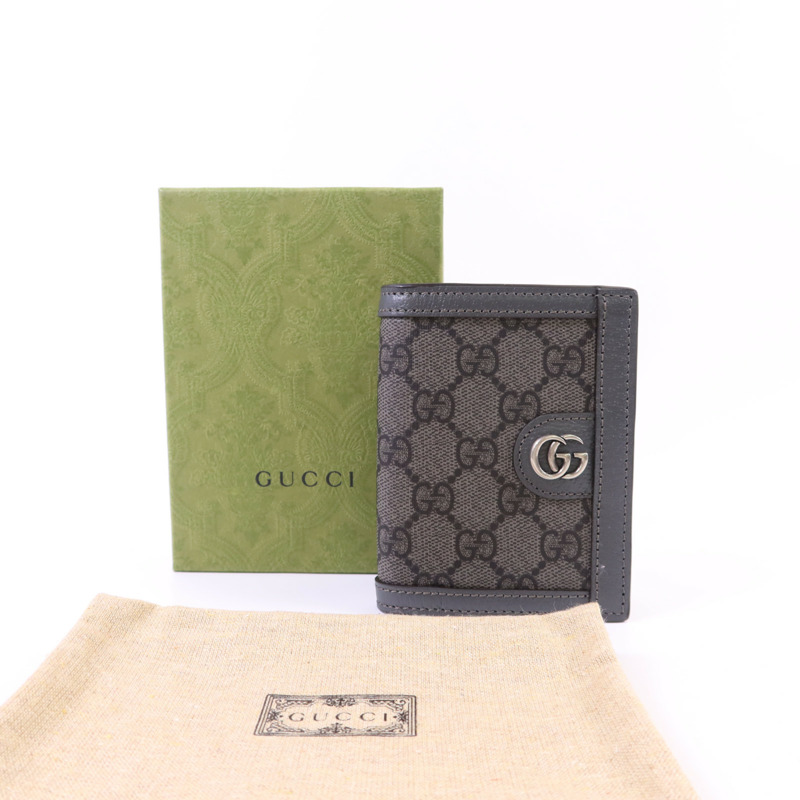 GUCCI 塗層帆布/牛皮皮革Bifold Wallet銀扣錢包-13