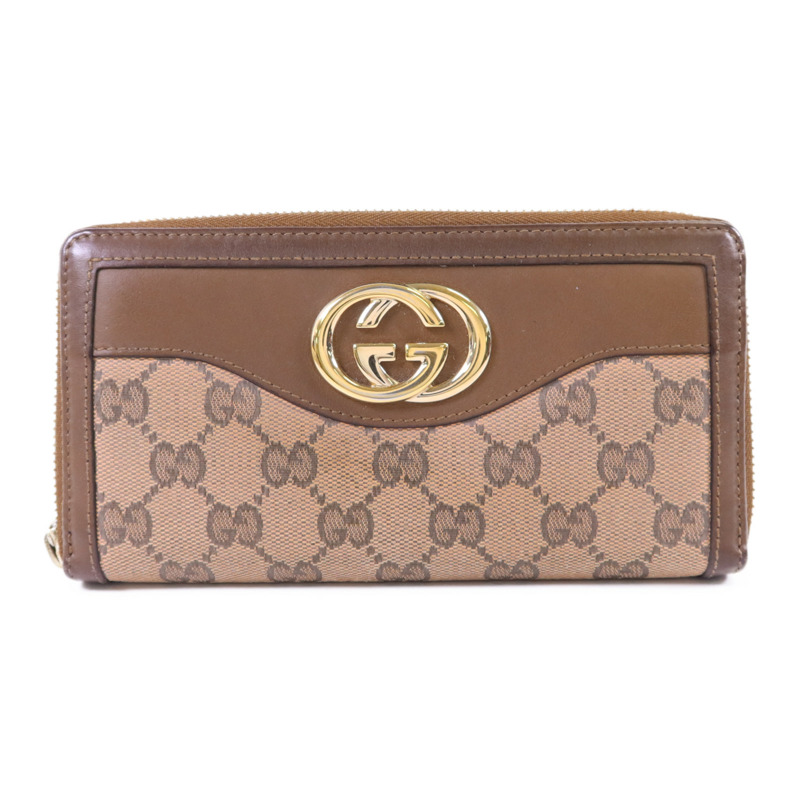 GUCCI 帆布GG Canvas Long Round Zipper Wallet金扣長錢包-0