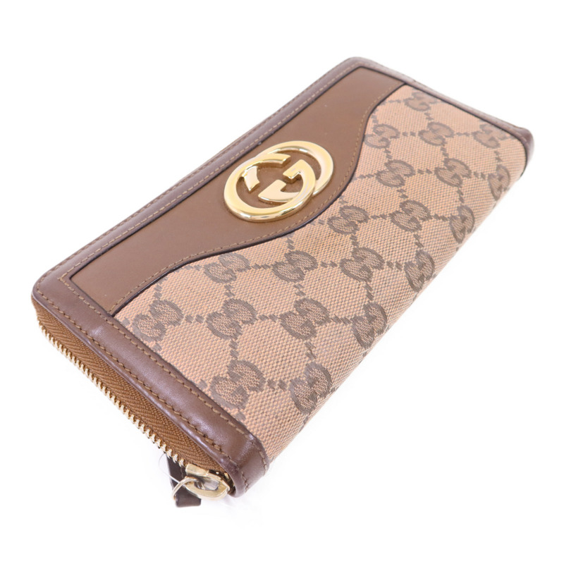 GUCCI 帆布GG Canvas Long Round Zipper Wallet金扣長錢包-2