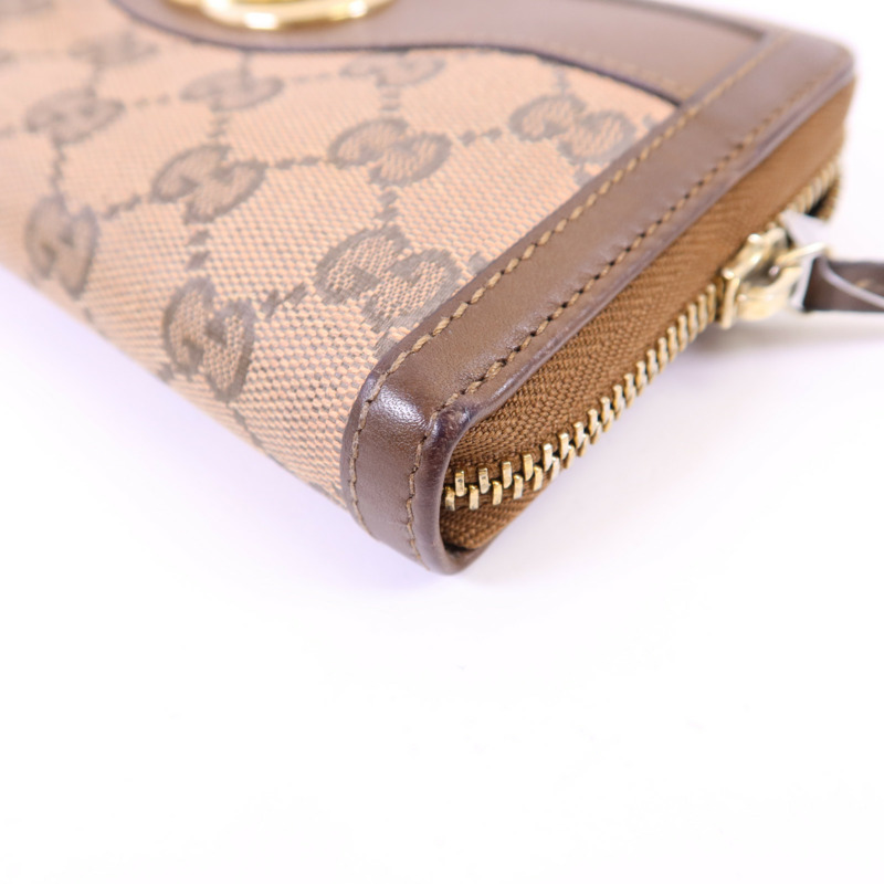 GUCCI 帆布GG Canvas Long Round Zipper Wallet金扣長錢包-9
