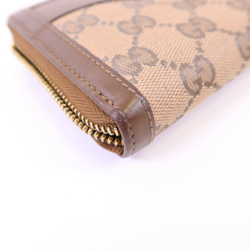 GUCCI 帆布GG Canvas Long Round Zipper Wallet金扣長錢包-10