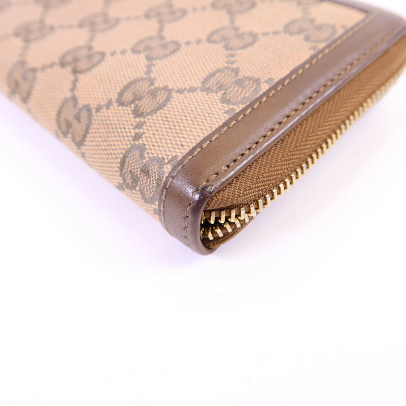 GUCCI 帆布GG Canvas Long Round Zipper Wallet金扣長錢包-11