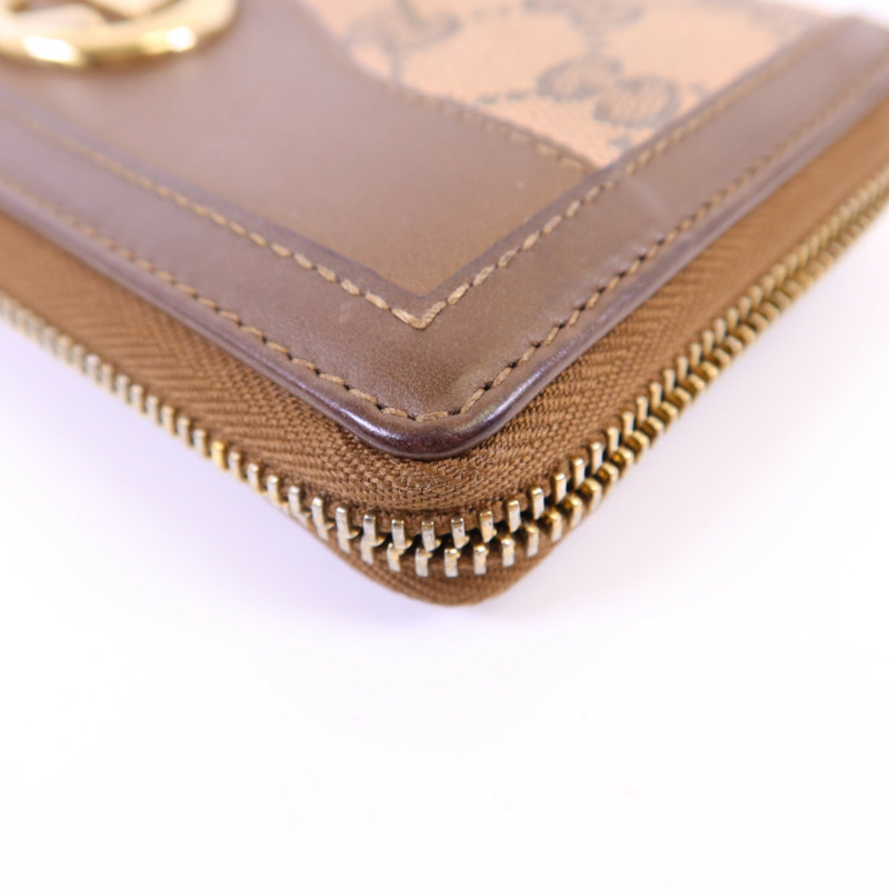 GUCCI 帆布GG Canvas Long Round Zipper Wallet金扣長錢包-15