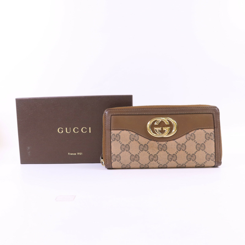 GUCCI 帆布GG Canvas Long Round Zipper Wallet金扣長錢包-18