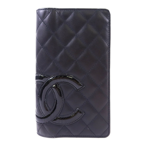 CHANEL 牛皮皮革Cambon Long Wallet銀扣長錢包