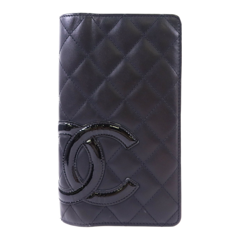 CHANEL 牛皮皮革Cambon Long Wallet銀扣長錢包-0