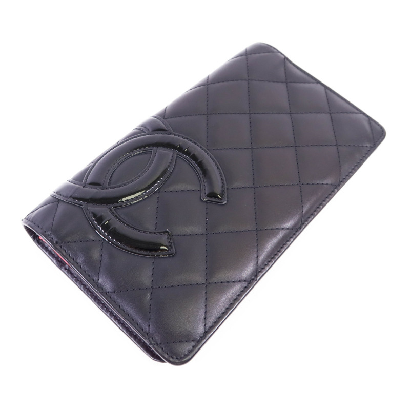 CHANEL 牛皮皮革Cambon Long Wallet銀扣長錢包-2