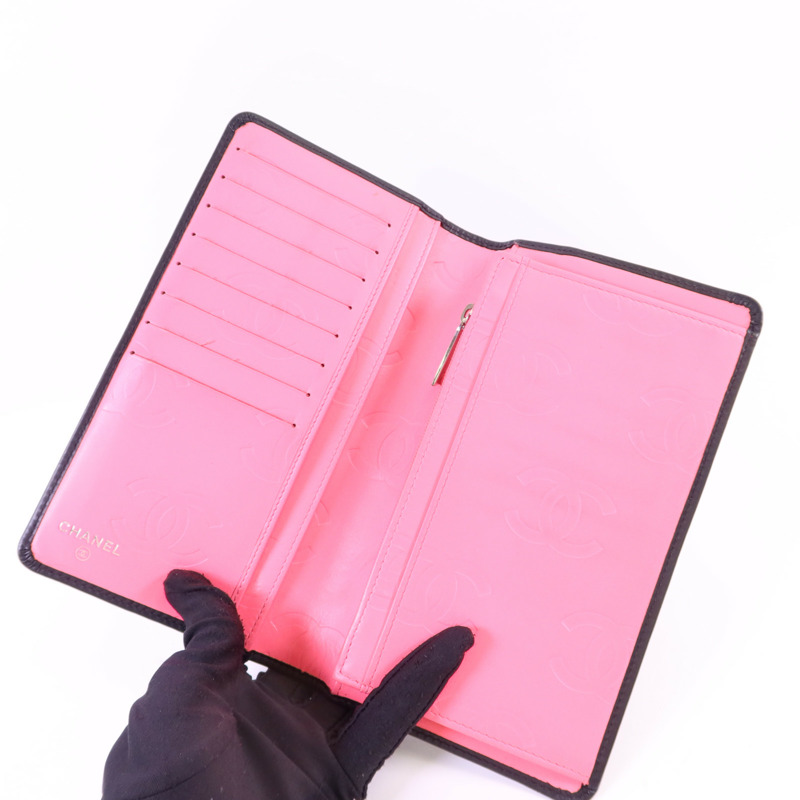 CHANEL 牛皮皮革Cambon Long Wallet銀扣長錢包-4