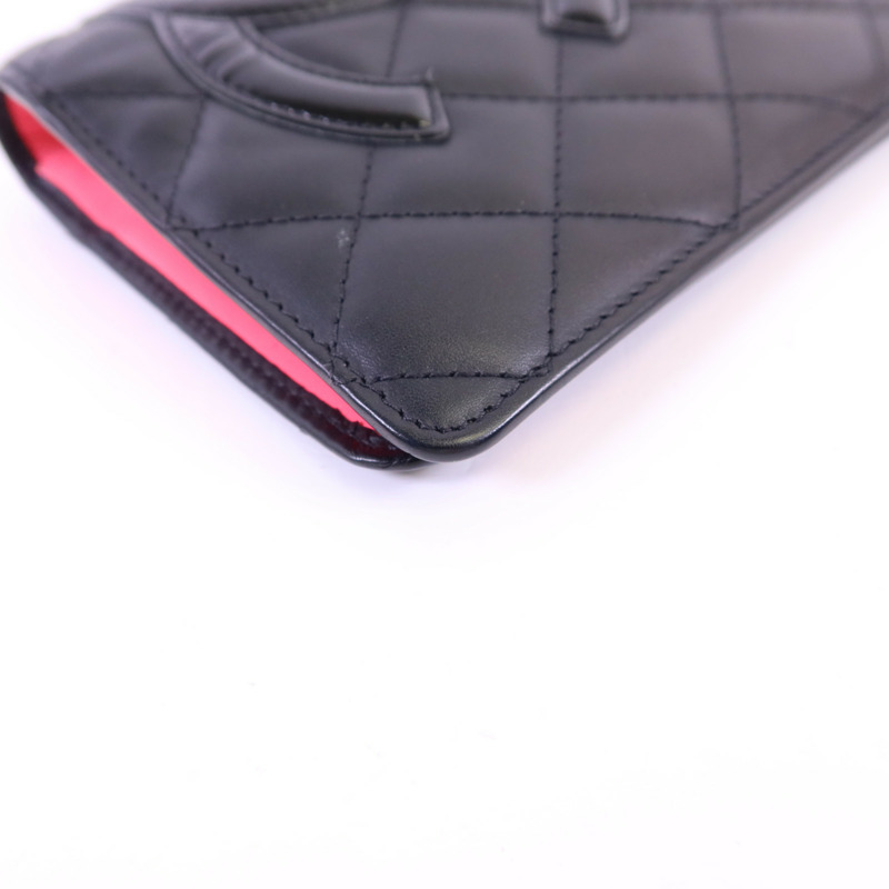 CHANEL 牛皮皮革Cambon Long Wallet銀扣長錢包-10