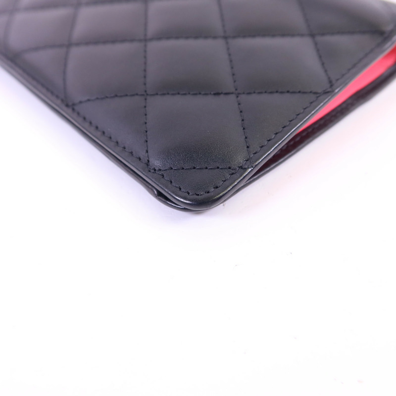 CHANEL 牛皮皮革Cambon Long Wallet銀扣長錢包-11