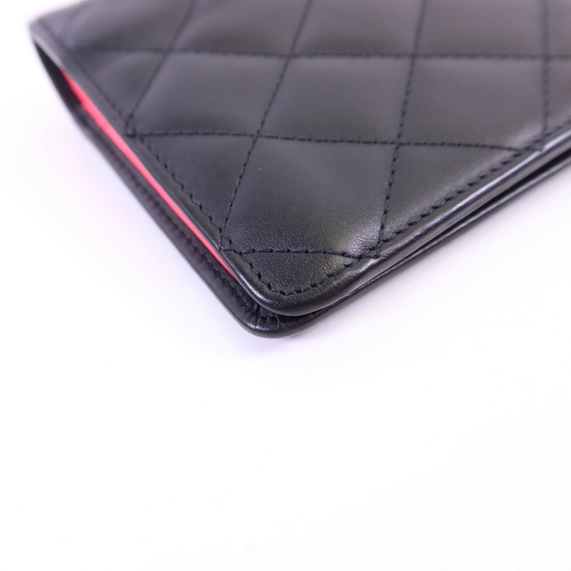 CHANEL 牛皮皮革Cambon Long Wallet銀扣長錢包-13