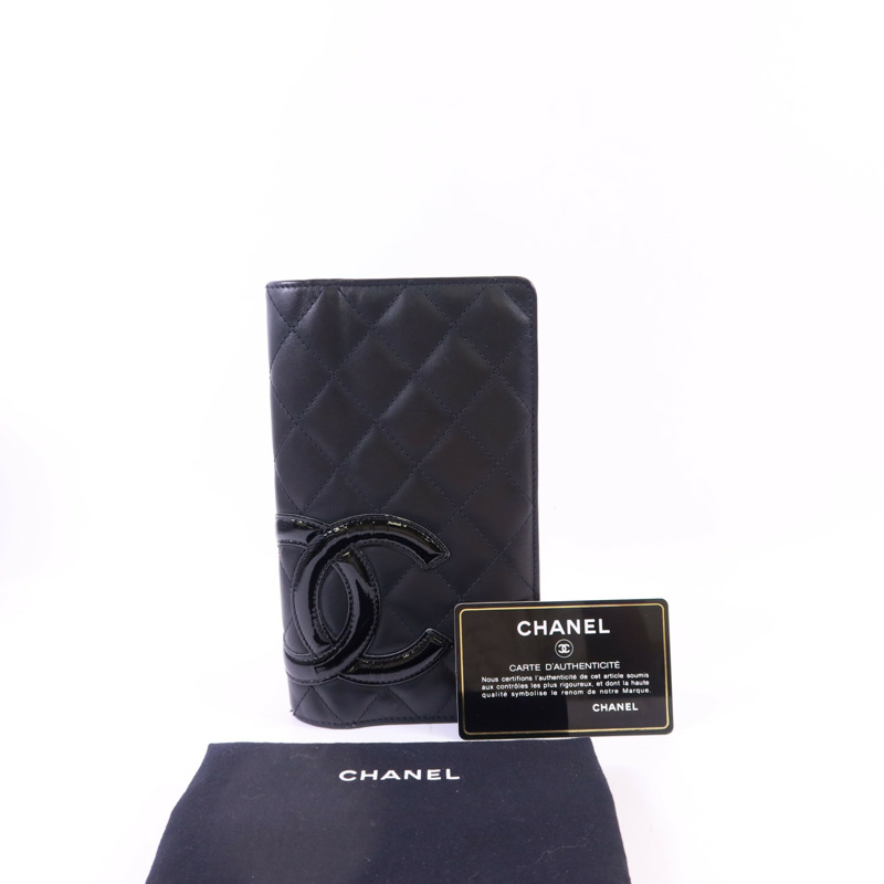 CHANEL 牛皮皮革Cambon Long Wallet銀扣長錢包-18