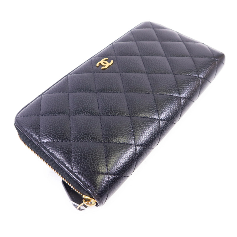 CHANEL 牛皮皮革Zipper Long Round Wallet金扣長錢包-2