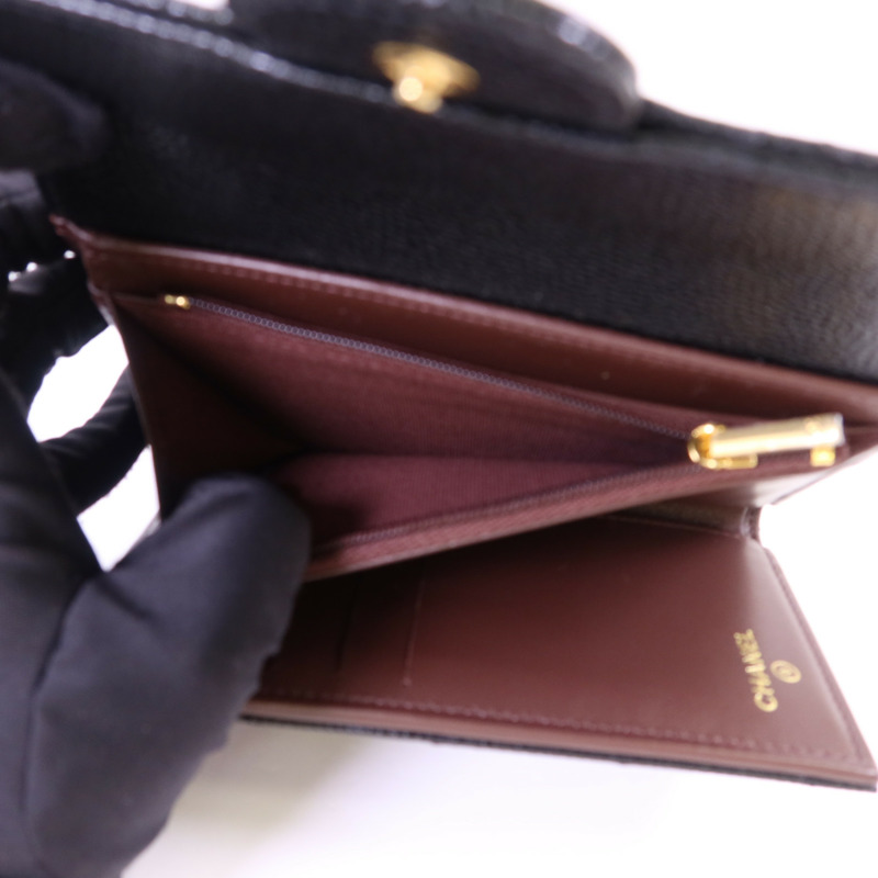 CHANEL 牛皮皮革Classic Medium Flap Wallet金扣錢包-6