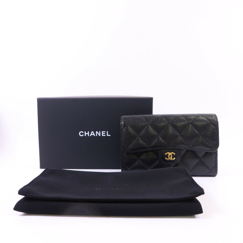 CHANEL 牛皮皮革Classic Medium Flap Wallet金扣錢包-9