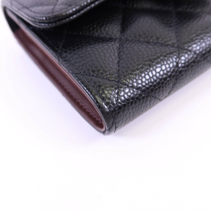 CHANEL 牛皮皮革Classic Medium Flap Wallet金扣錢包-12