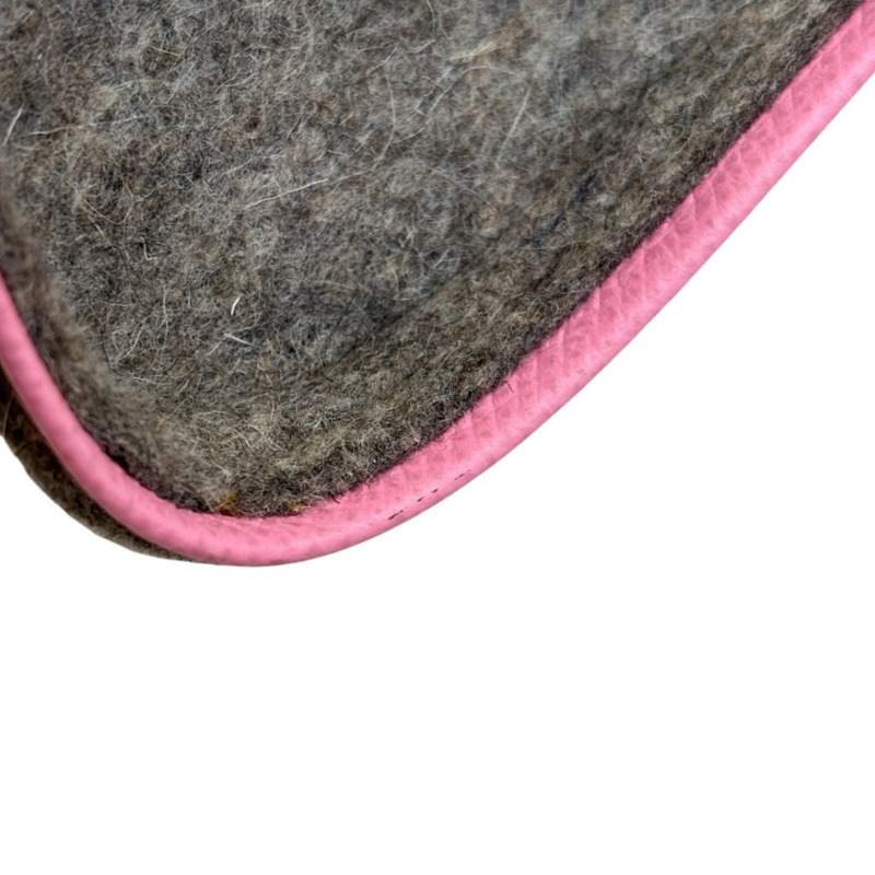 愛馬仕 Petit H Epsom 粉紅色和灰色毛氈手提包。女士款。二手奢侈品牌。-11