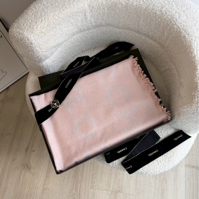 Chanel 粉色大披肩圍巾-0