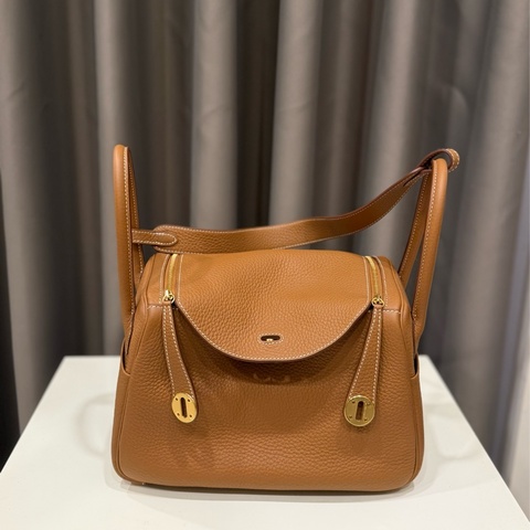 （極新甜價美包）Hermes 愛馬仕lindy26 金棕w刻
