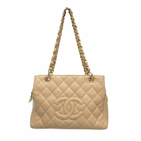 CHANEL 香奈兒 Petite Timeless Tote PPT 荔枝牛皮 托特包 奶茶色 金釦