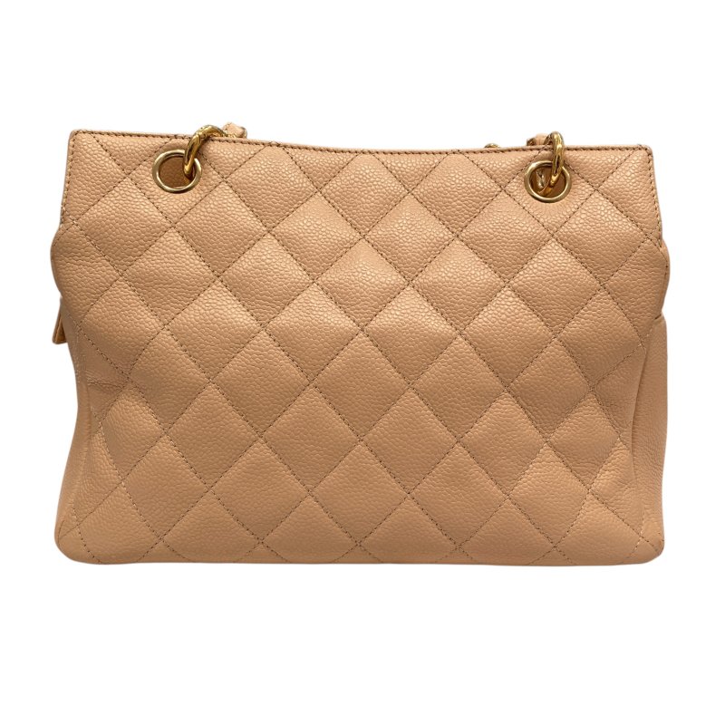 CHANEL 香奈兒 Petite Timeless Tote PPT 荔枝牛皮 托特包 奶茶色 金釦-2